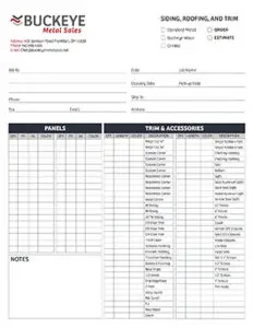 Metal Panels Order Form