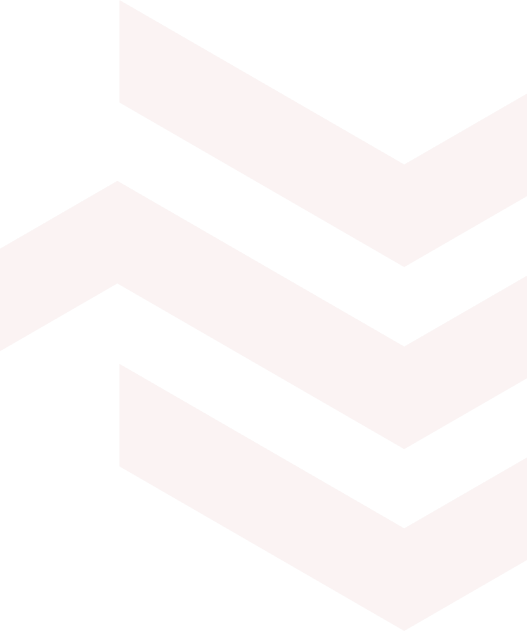 Three pale pink chevron arrows pointing downward, arranged in a diagonal stacked pattern against a white background.