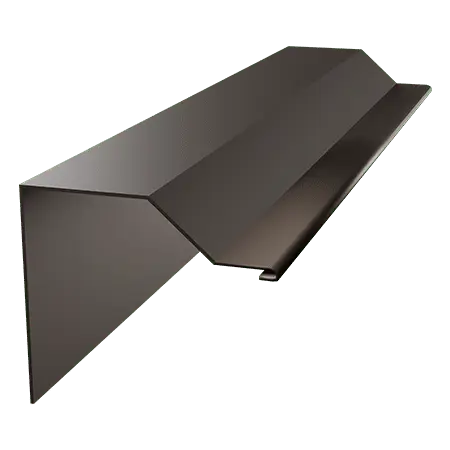 A dark brown powder-coated metal door or window jamb flashing piece with a stepped angular profile, shown as a 3D product render against a white background.
