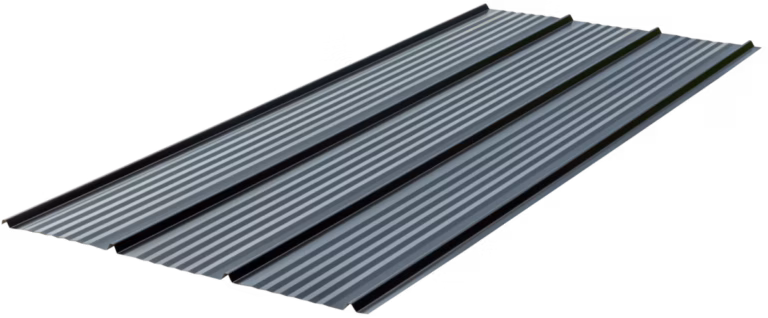 Buckeye Wave metal roofing panel with evenly spaced rippled ribs in a modern design