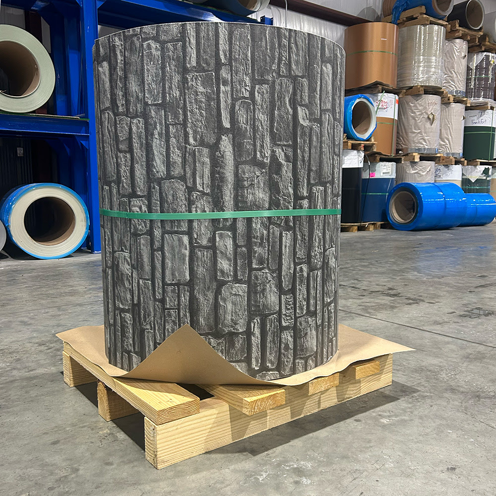Metal coil sitting vertical